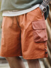 Men's Orange Patchwork Gingham Summer Beach Shorts – Loose Fit, Breathable, Plus Size