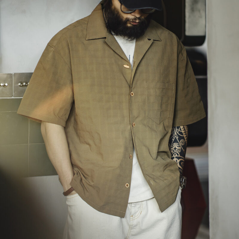 Men’s Summer Pleated Short Sleeve Shirt - Image 3