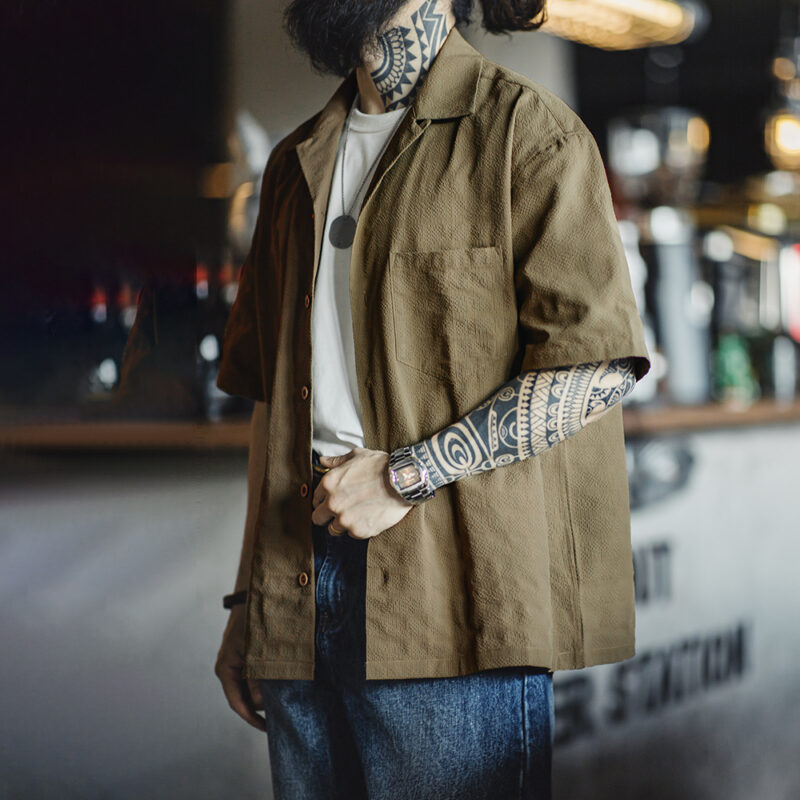 Men’s Summer Pleated Short Sleeve Shirt - Image 6