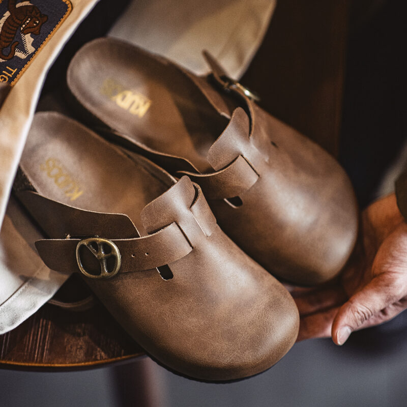 Vintage Brown Leather Mules for Men - Image 3