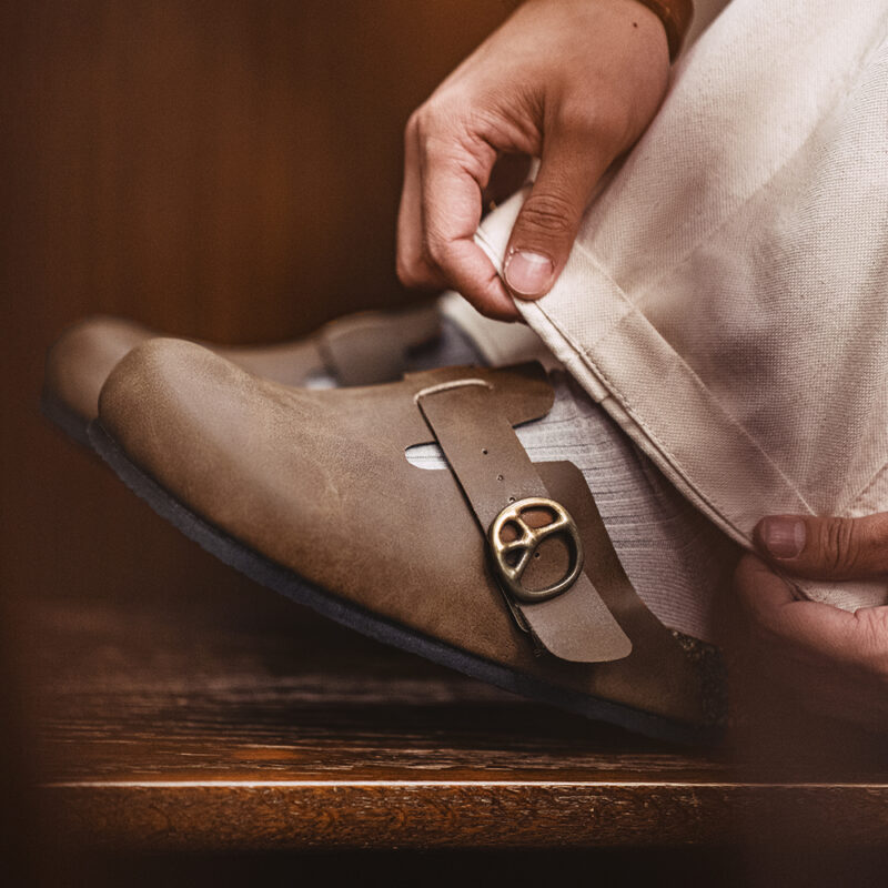 Vintage Brown Leather Mules for Men