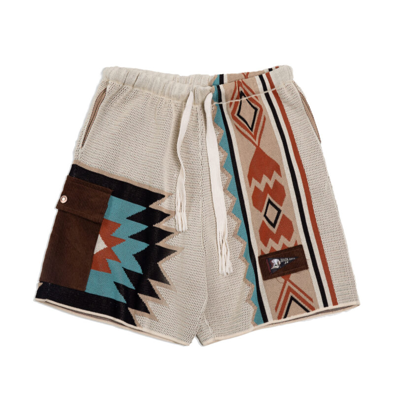 Men’s Navajo Totem Knit Shorts with Corduroy Pocket – Breathable Summer Wear - Image 6