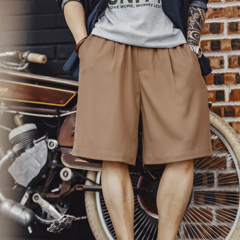 Men's Casual No-Iron Five-Quarter Summer Shorts with Elastic Waist