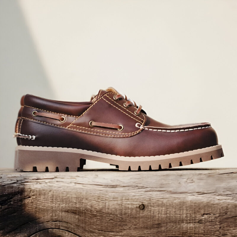Men's Retro Low-top Leather Boat Shoes - Image 3
