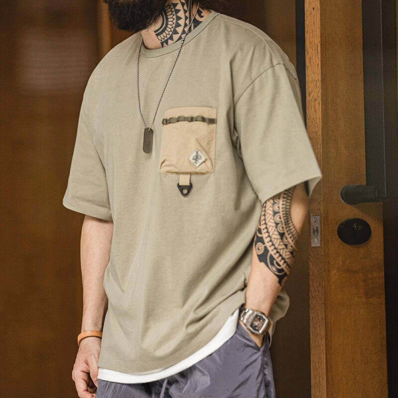 Men's Outdoor Pocket T-Shirt – Breathable Summer Loose Fit Crew Neck Tee - Image 6