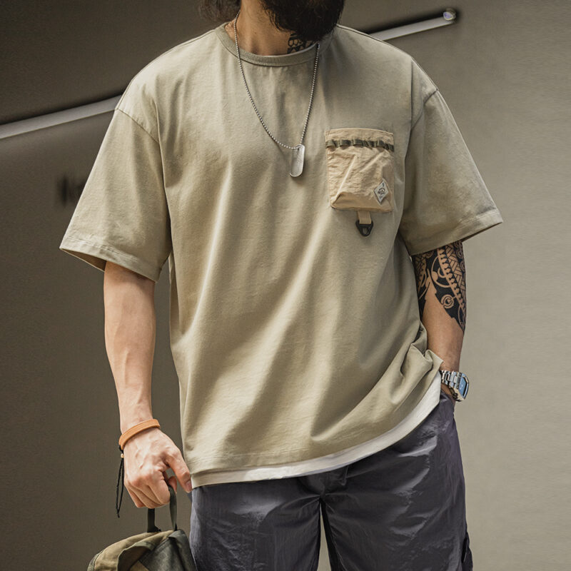 Men's Outdoor Pocket T-Shirt – Breathable Summer Loose Fit Crew Neck Tee - Image 3