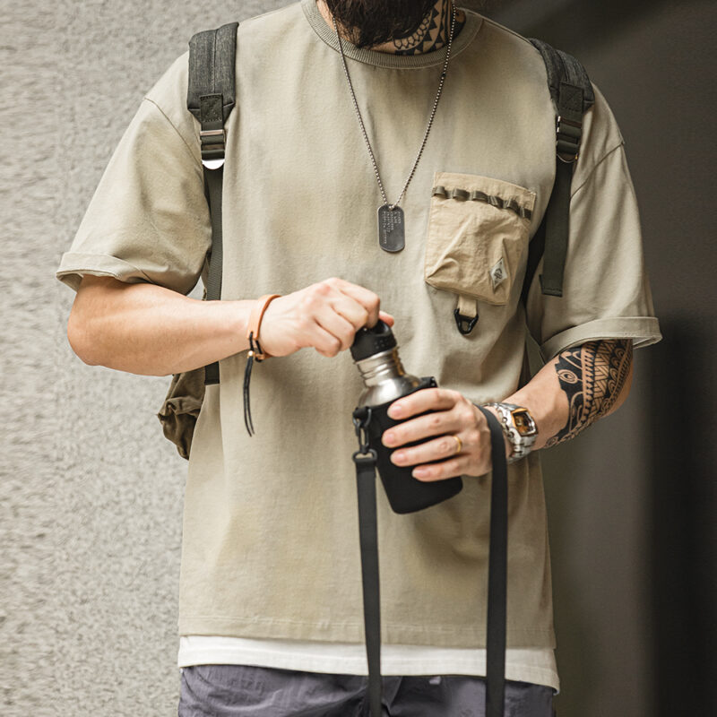 Men's Outdoor Pocket T-Shirt – Breathable Summer Loose Fit Crew Neck Tee - Image 5