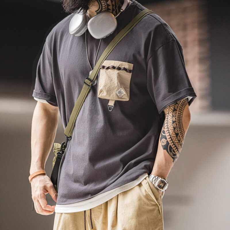 Men's Outdoor Pocket T-Shirt – Breathable Summer Loose Fit Crew Neck Tee - Image 2