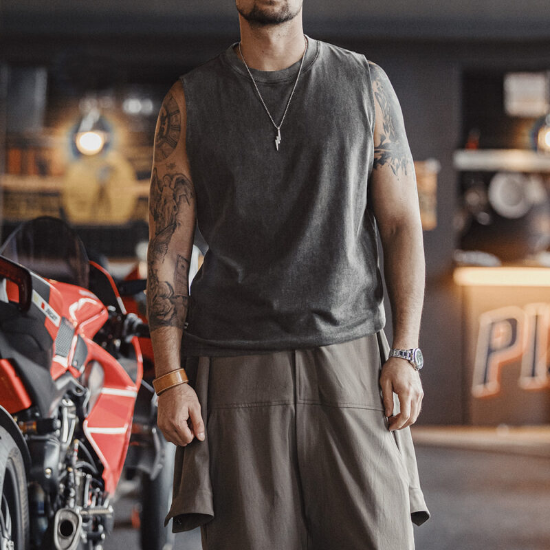 Men's Vintage Cotton Tank Top Sleeveless Sports Vest for Fitness - Image 5