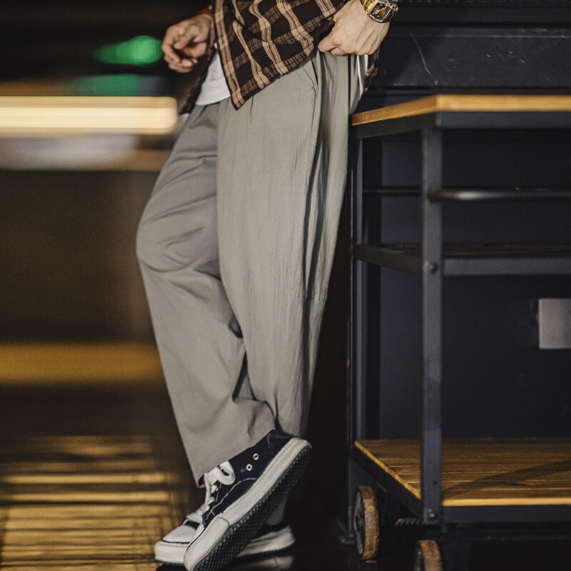 Men's Seersucker Elastic Waist Casual Chinos - Lightweight Loose Fit Pants - Image 3