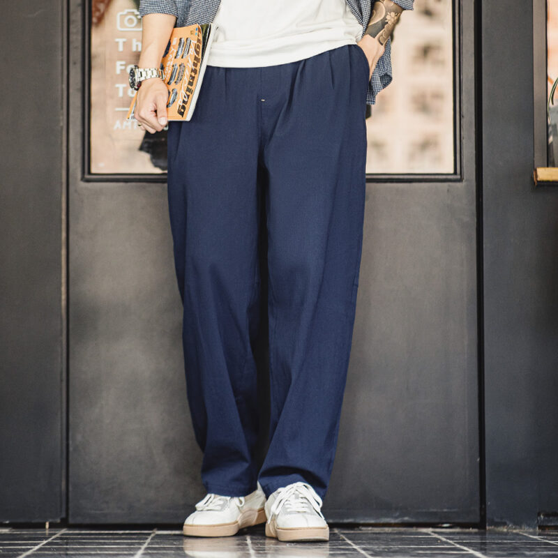 Men's Seersucker Elastic Waist Casual Chinos - Lightweight Loose Fit Pants - Image 6