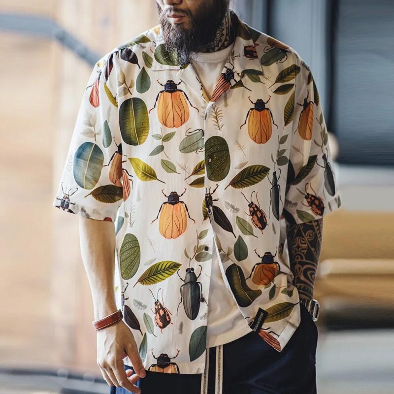 Retro Rainforest Hawaiian Shirt – Men's Summer Cuban Collar Lyocell Shir