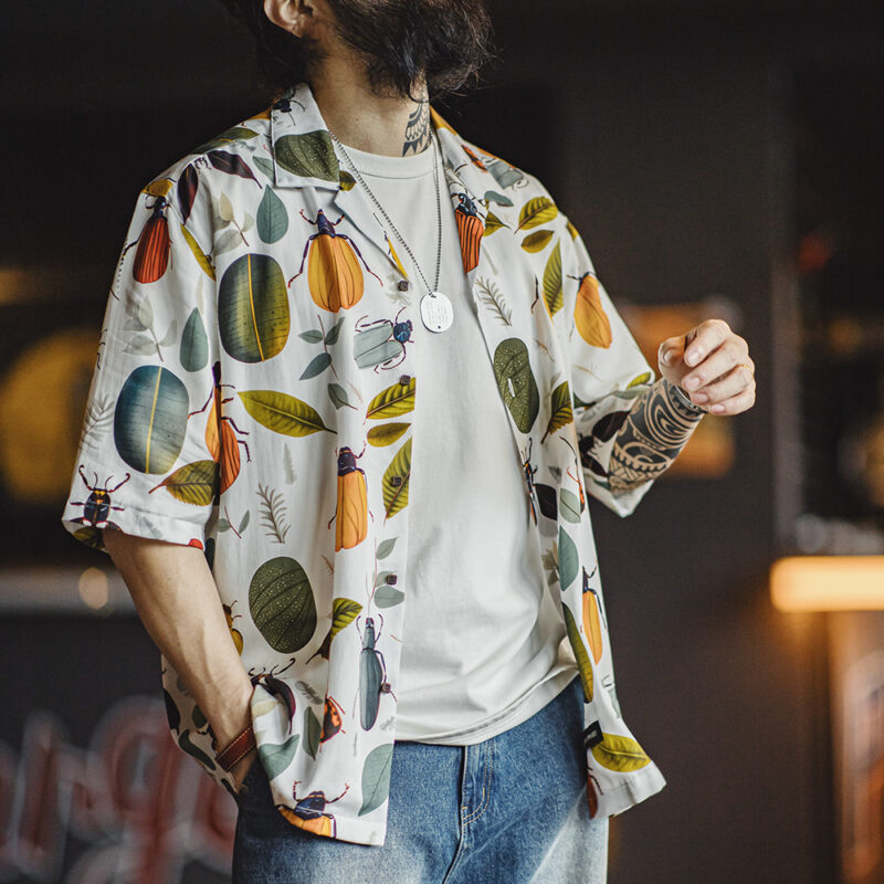 Retro Rainforest Hawaiian Shirt – Men's Summer Cuban Collar Lyocell Shir - Image 4