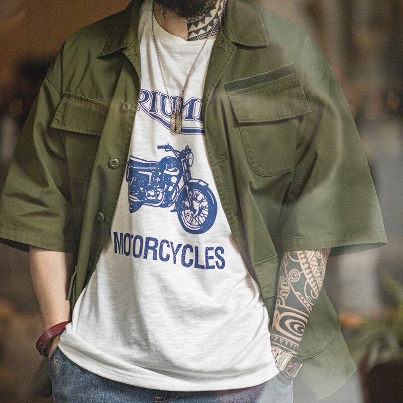 Men's Summer Cotton Workwear Shirt with Four Pockets and Turn-down Collar - Image 4