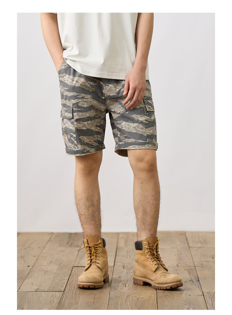 Men's Vintage Camouflage Cargo Shorts – 100% Cotton, Oversized Fit - Image 2