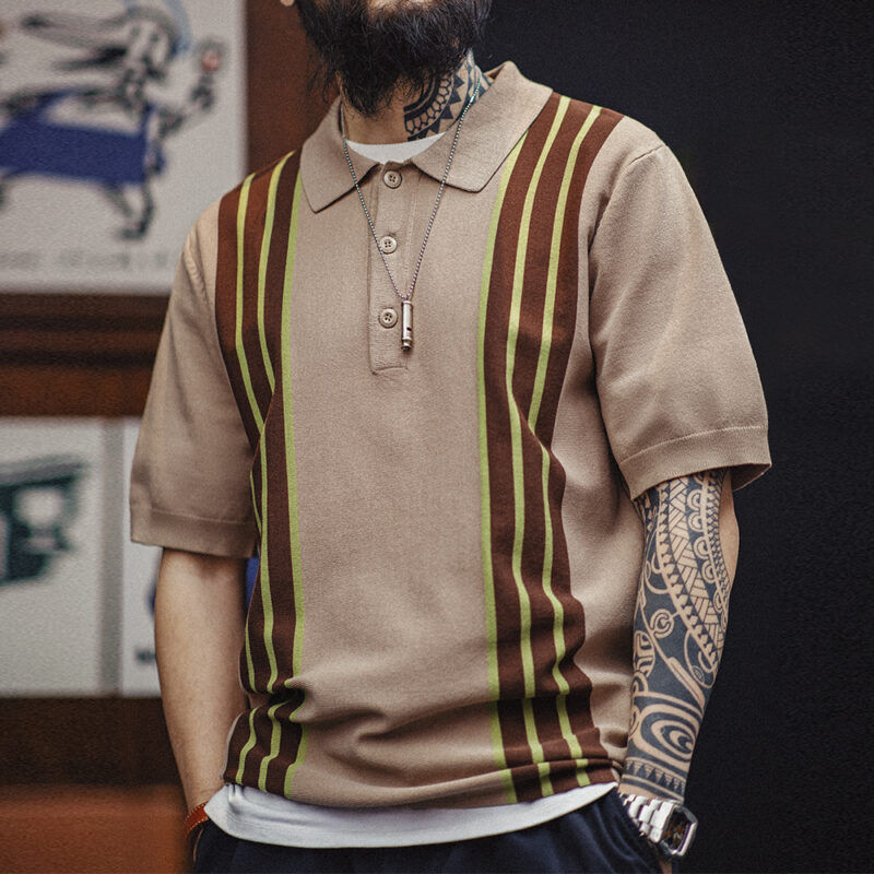 Men’s Vintage Knit Polo Shirt - Image 2