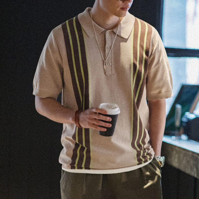 Men’s Vintage Knit Polo Shirt - Image 3