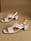 Chic Cow Leather High Heel Ankle Strap Sandals for Women – Summer Party Style