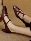 Vintage Mary Jane Chunky Heels – Genuine Leather Pumps