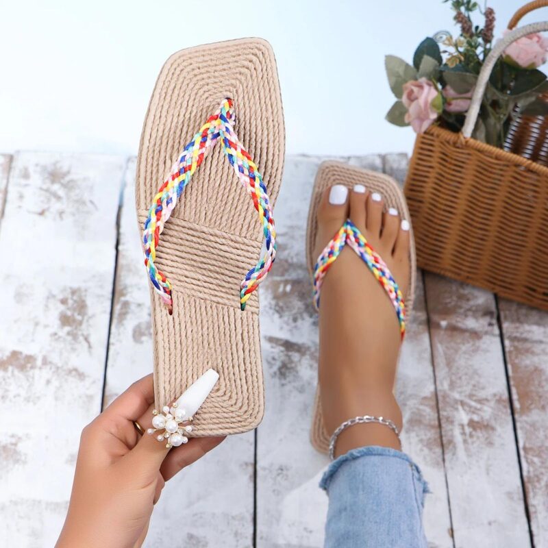 Women's Colorful Flat Herringbone Slippers