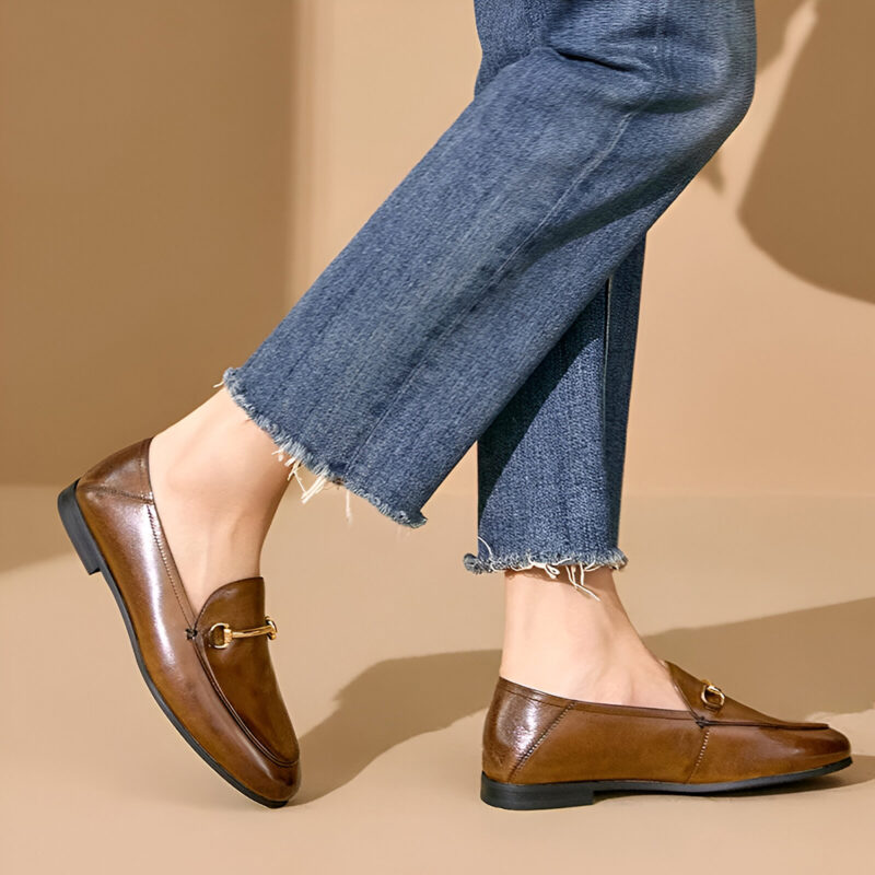 Women's Leather Loafers – Elegant Slip-On Flats for Office & Business Wear - Image 2