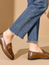 Women's Leather Loafers – Elegant Slip-On Flats for Office & Business Wear