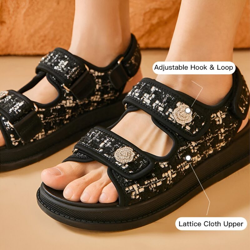 Women's Elastic Band Summer Flat Sandals with Round Toe - Image 3
