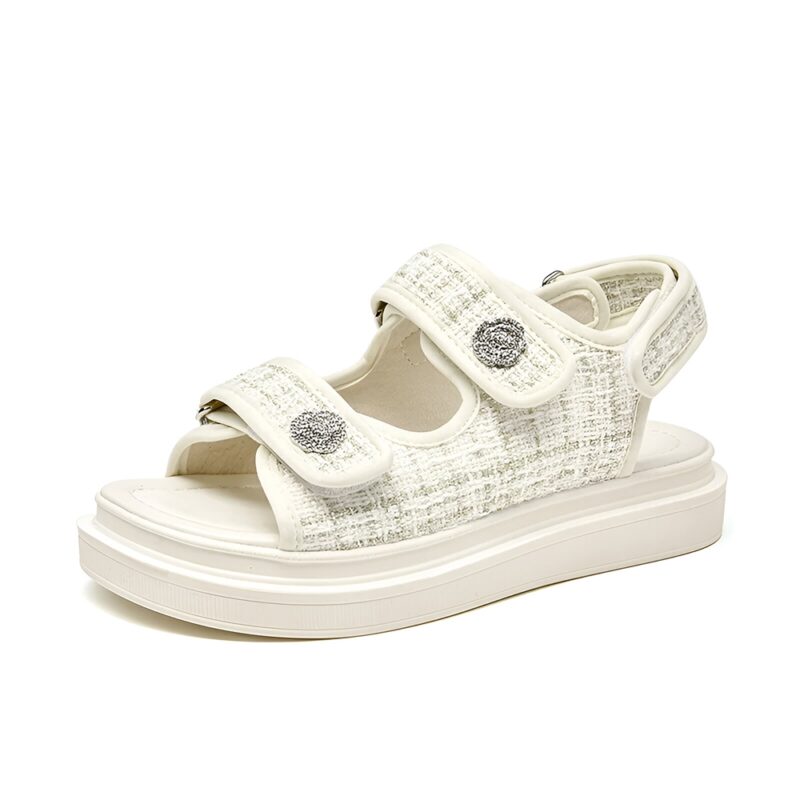 Women's Platform Plaid Summer Sandals with Hook and Loop Strap