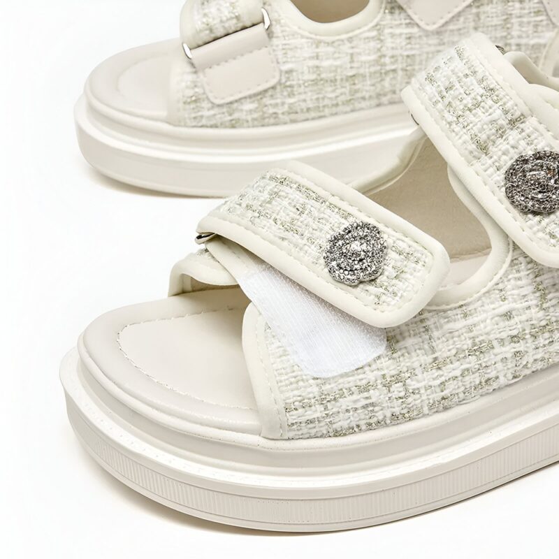 Women's Platform Plaid Summer Sandals with Hook and Loop Strap - Image 5