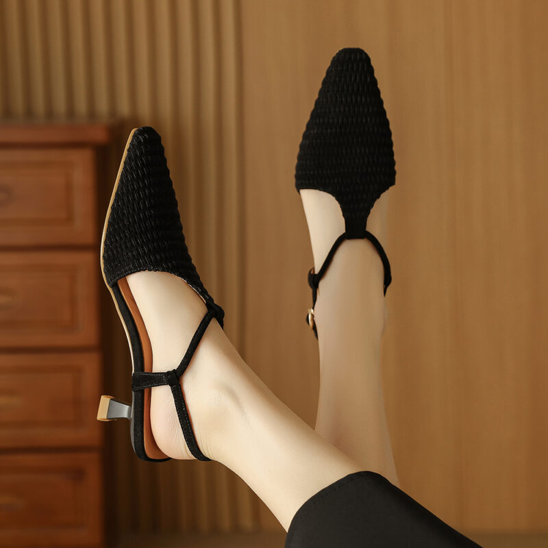 Elegant Suede Slingback Heels – Pointed Toe Party & Office Sandals - Image 3