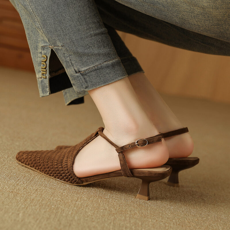 Elegant Suede Slingback Heels – Pointed Toe Party & Office Sandals - Image 2