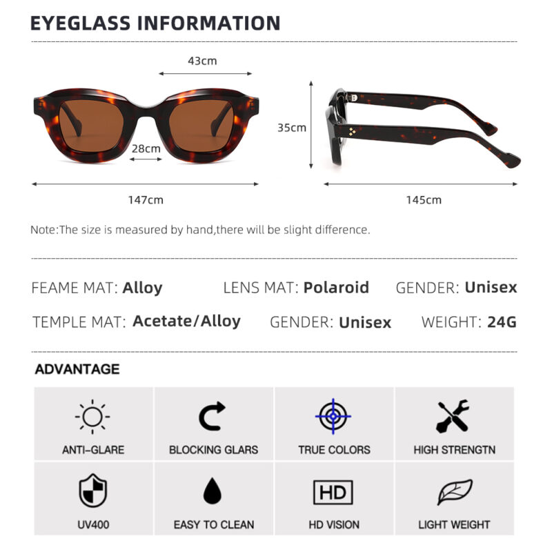 Men’s Vintage Polarized Sunglasses – UV400 Retro Chunky Acetate Eyewear - Image 6