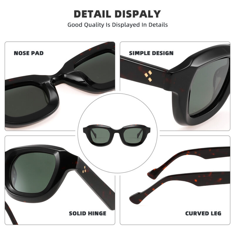 Men’s Vintage Polarized Sunglasses – UV400 Retro Chunky Acetate Eyewear - Image 3