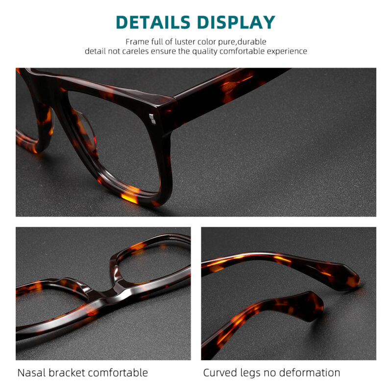 Thick Vintage Square Acetate Eyeglasses Frame for Men & Women – Retro Optical - Image 3