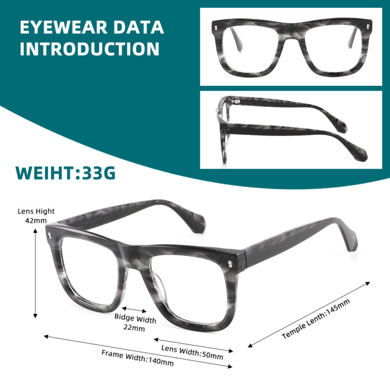 Thick Vintage Square Acetate Eyeglasses Frame for Men & Women – Retro Optical - Image 5