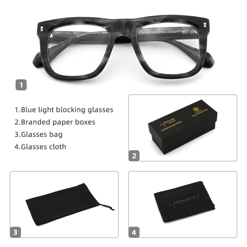 Thick Vintage Square Acetate Eyeglasses Frame for Men & Women – Retro Optical - Image 4
