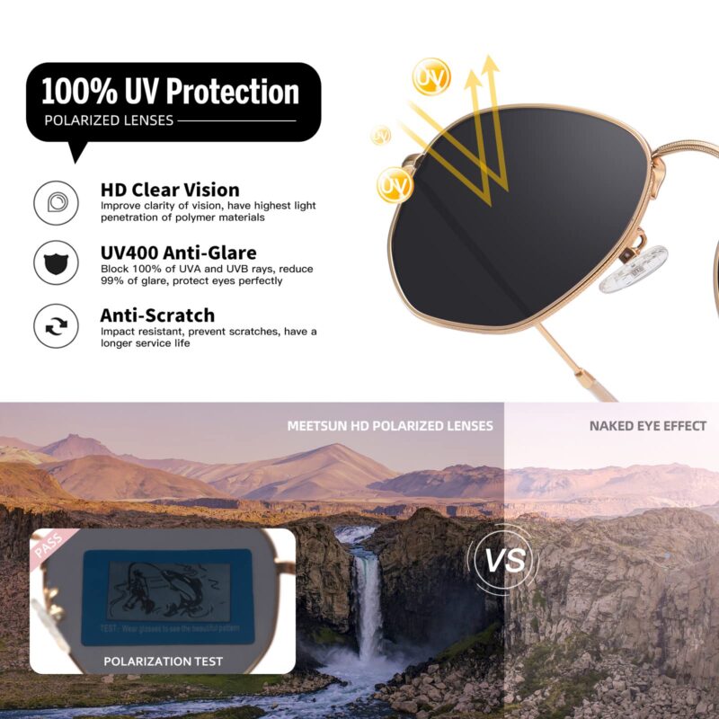 Polarized Hexagonal Metal Sunglasses - Image 4