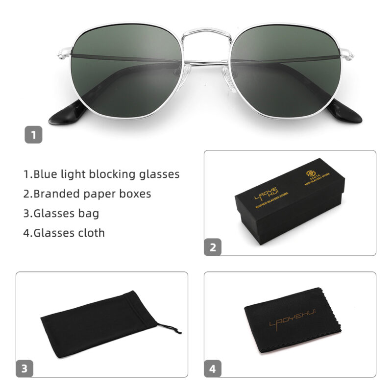 Polarized Hexagonal Metal Sunglasses - Image 6