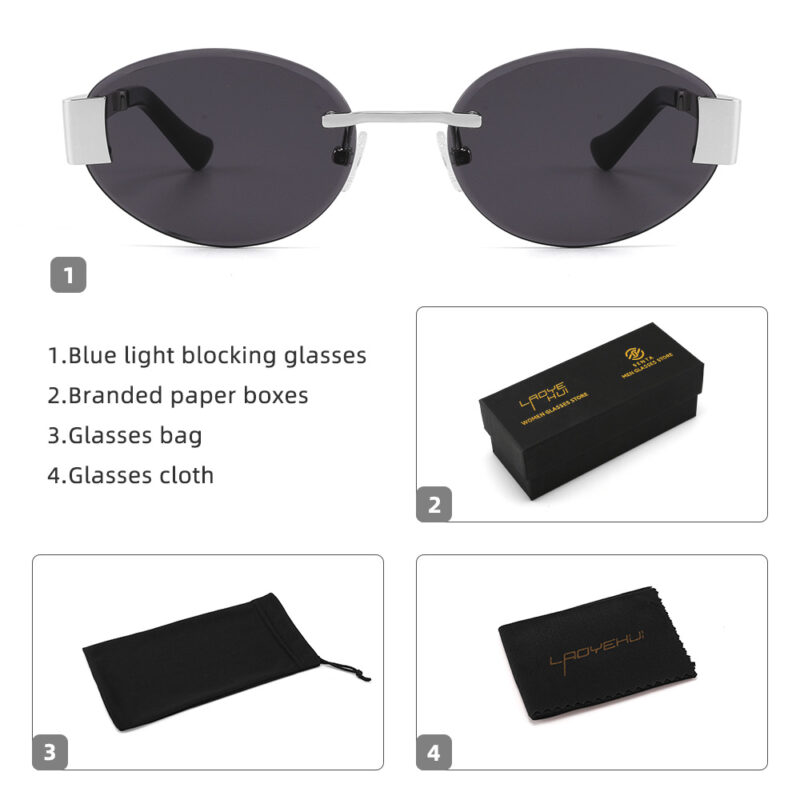 Oval Rimless Sunglasses UV400 Protection for Men & Women - Image 6