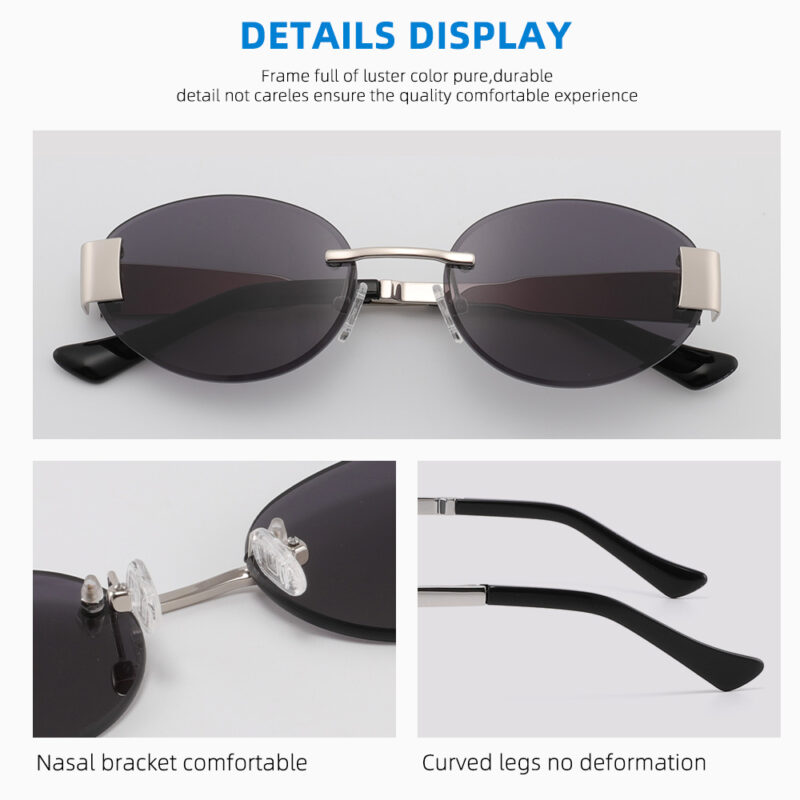 Oval Rimless Sunglasses UV400 Protection for Men & Women - Image 5
