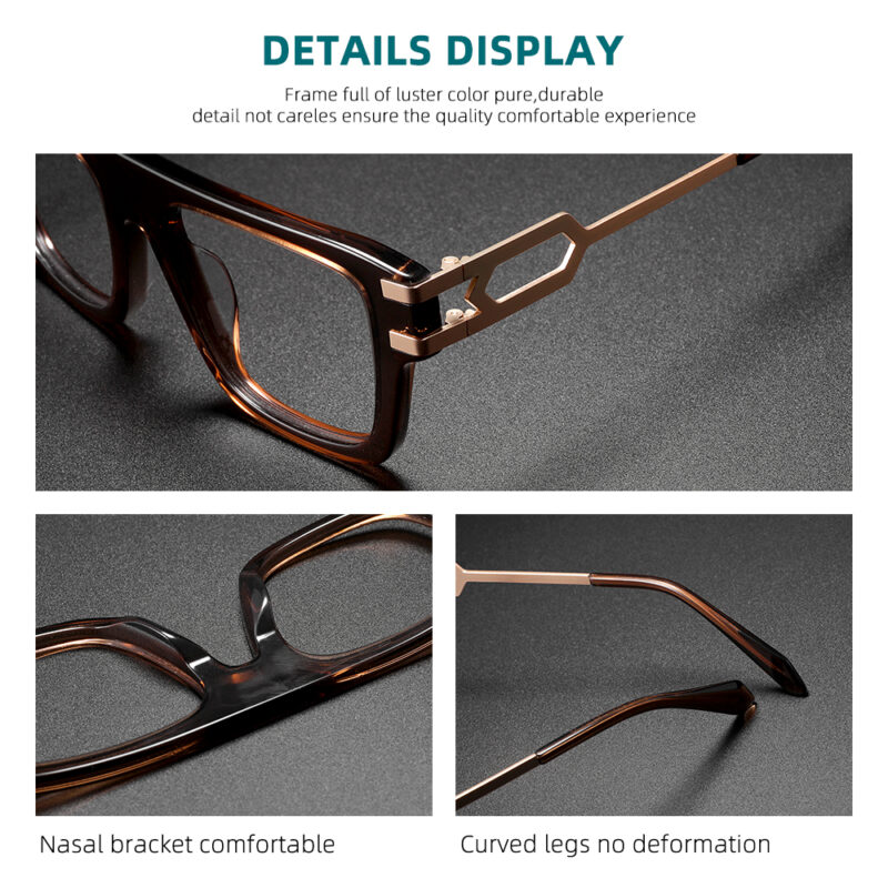 Oversized Square Acetate Sunglasses UV400 | Unisex Luxury Fashion Shades - Image 3