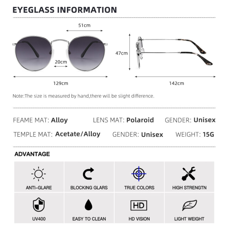 Small Round Polarized Metal Sunglasses – Vintage Steampunk Driving Shades - Image 5