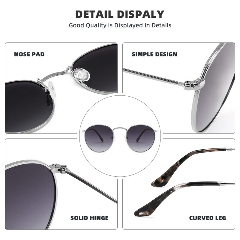 Small Round Polarized Metal Sunglasses – Vintage Steampunk Driving Shades - Image 4