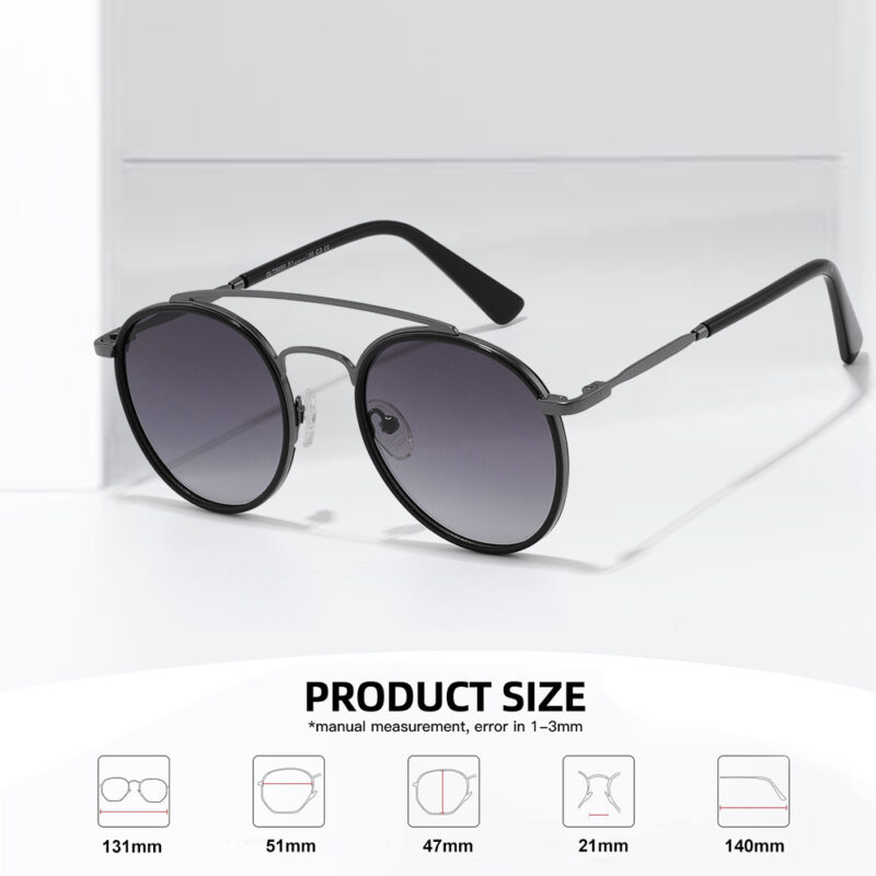 Classic Round Double Bridge Polarized Retro Sunglasses for Men & Women - Image 6