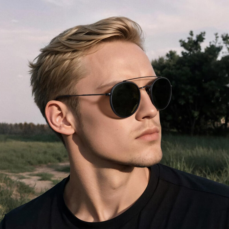 Classic Round Double Bridge Polarized Retro Sunglasses for Men & Women