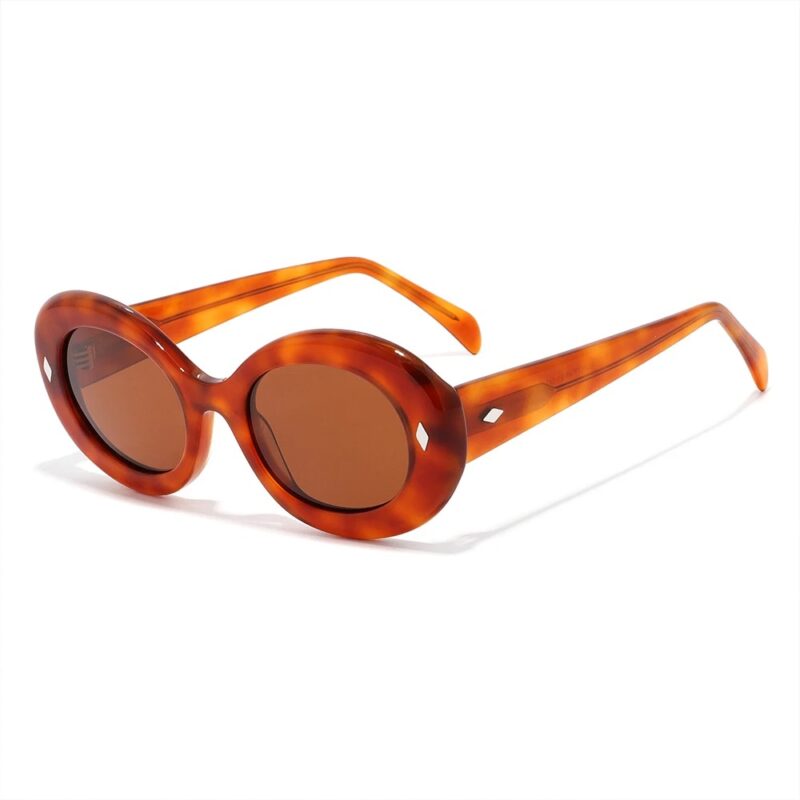 Oval Retro Acetate Eyeglass Frame Unisex Y2K Vintage Sunglasses Look - Image 4
