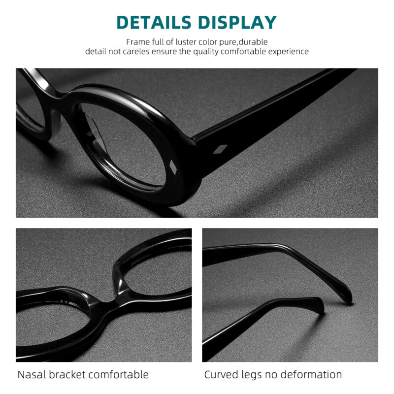 Oval Retro Acetate Eyeglass Frame Unisex Y2K Vintage Sunglasses Look - Image 5