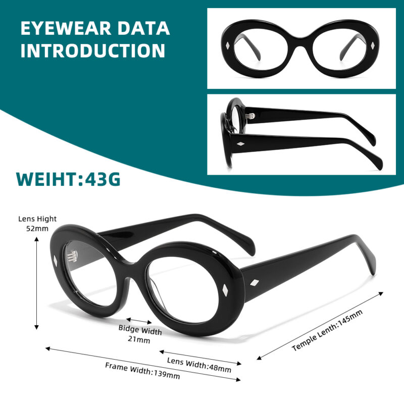 Oval Retro Acetate Eyeglass Frame Unisex Y2K Vintage Sunglasses Look - Image 6