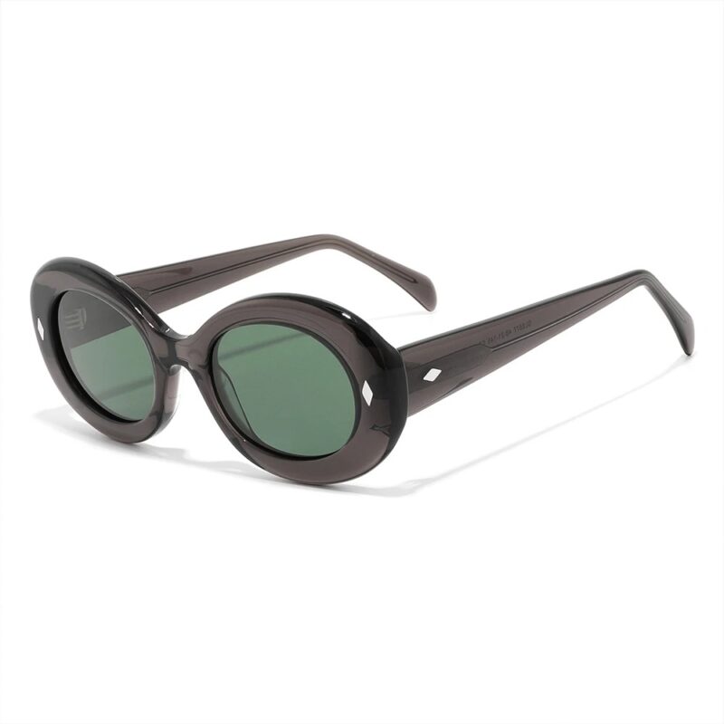 Oval Retro Acetate Eyeglass Frame Unisex Y2K Vintage Sunglasses Look - Image 3