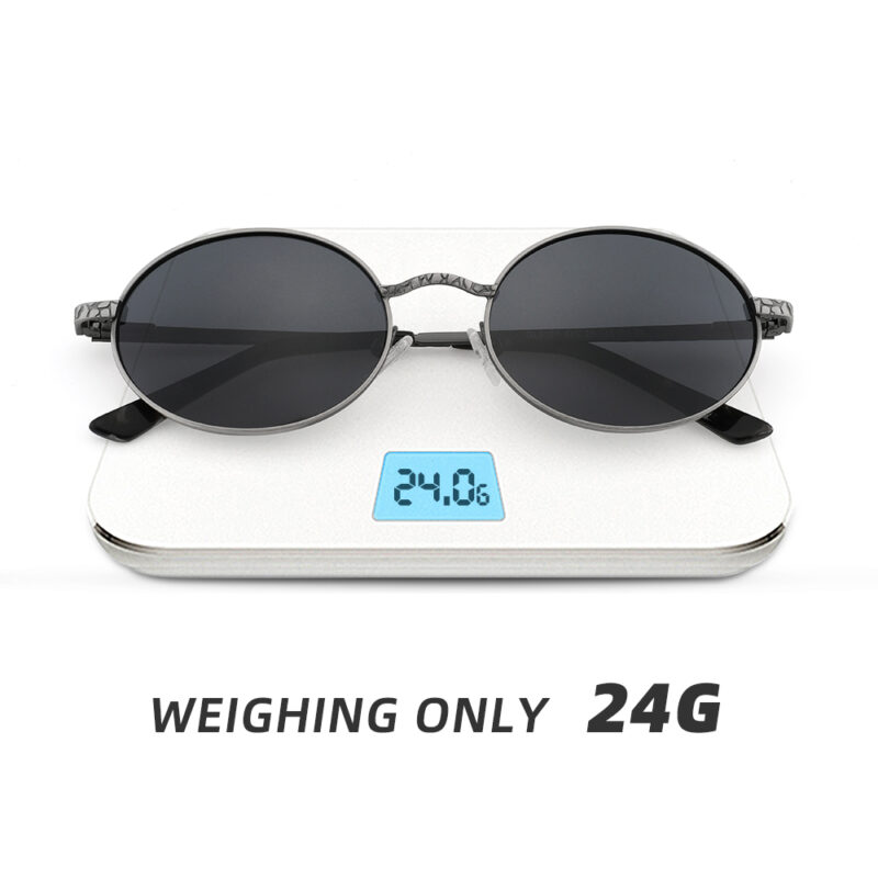 Retro Oval Polarized Sunglasses – 90s Vintage Metal Frame Unisex Shades - Image 4